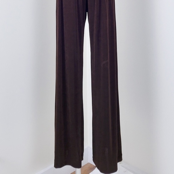 Vintage jumpsuit brown wide leg loose t-shirt bodycon fit flare scoop neckline - Picture 7 of 14